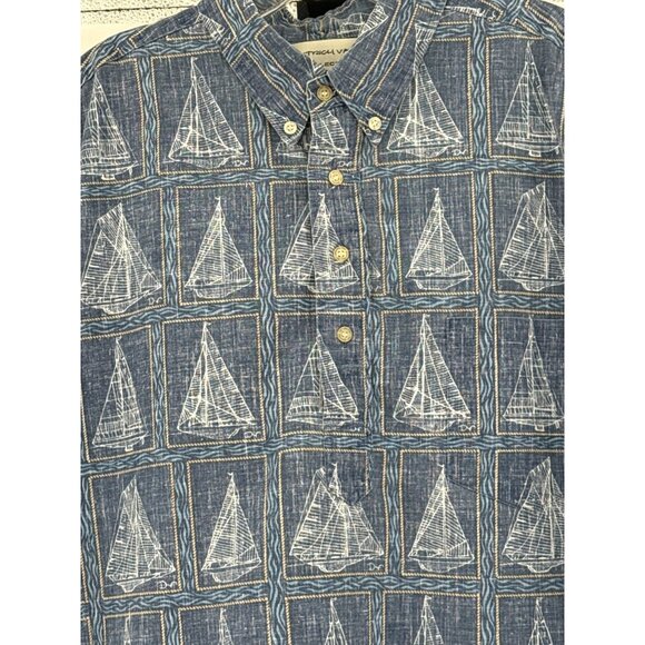 Dietrich Varez Reyn Spooner Mens Nautical Sailboat Print Blue‎ Button-Down Shirt - Picture 2 of 9